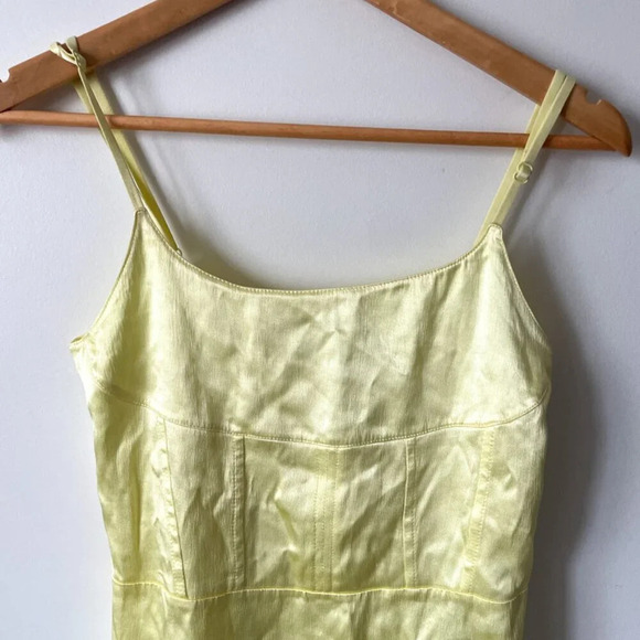 Zara Satin Effect Mini  Dress Light Yellow Size Large NWOT - Picture 4 of 7